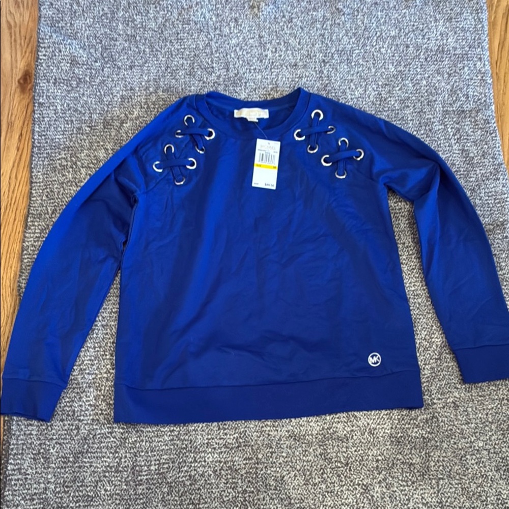 Micheal Kors Blue Lace-Up Sweatshirt